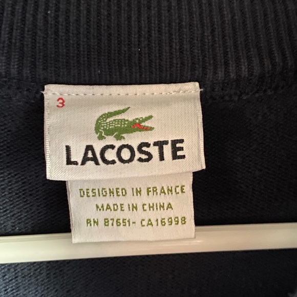Lacoste 1/4 Zip Navy Blue Men’s Sweater, Size Small - Picture 4 of 4